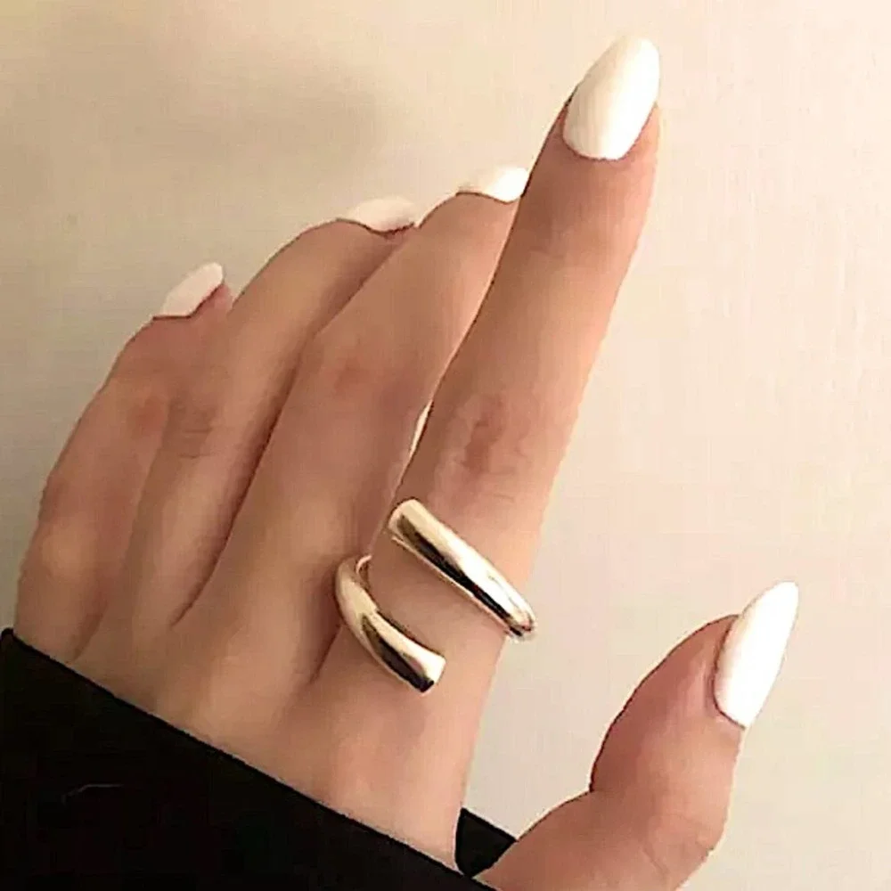 NEW STERLING SILVER ADJUSTABLE RESIZABLE MINIMALIST RING SET - Picture 5 of 10
